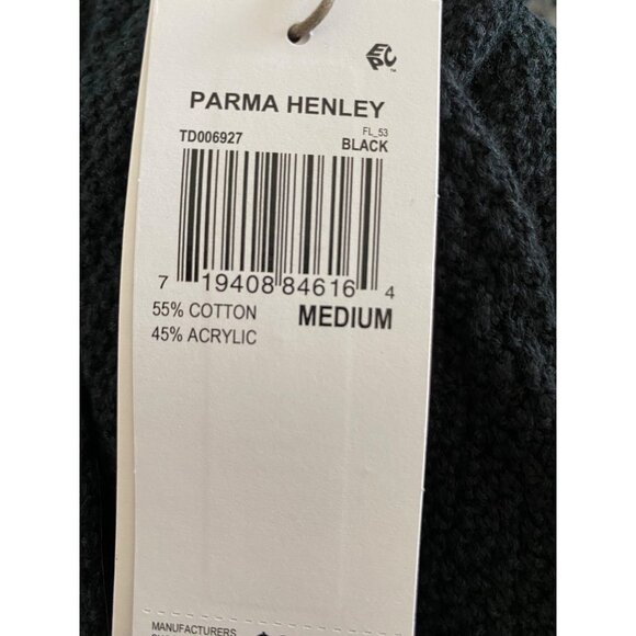 Three Dots Womens Long Sleeves Front Button Parma Henley Top Black Size M NWT - Picture 5 of 5